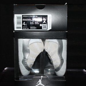 Size 4C White/Metallic Silver Jordan 11 Crib Bootie